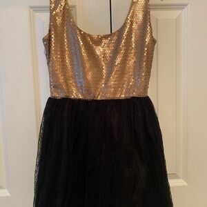 Mimi Chica Party Dress - Gold Sleeveless Top with Lacey skirt